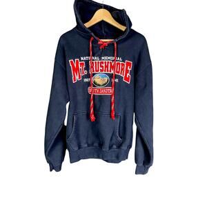 Mount Rushmore Navy Blue Embroidered Souvenir Hoodie - Size Medium